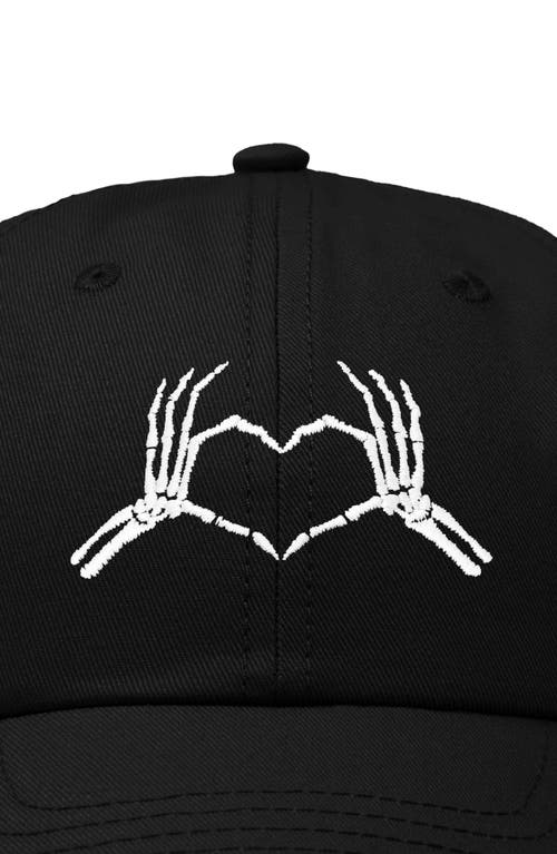 Dalix Skeleton Heart Embroidered Dad Hat In Black