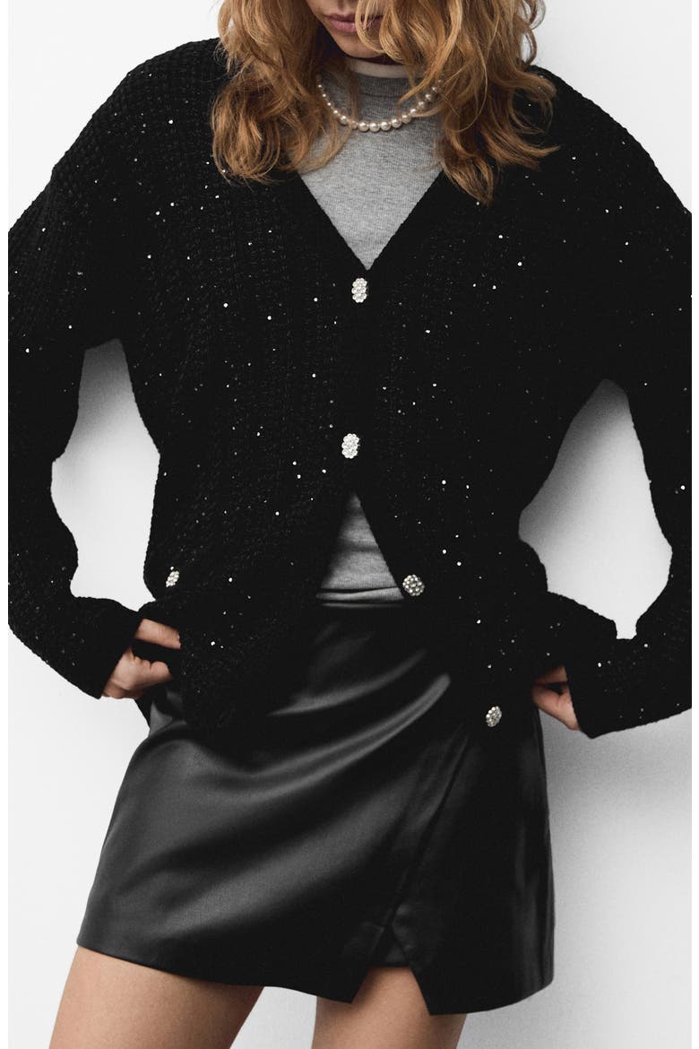 Sequin Cardigan, Main, color, BLACK