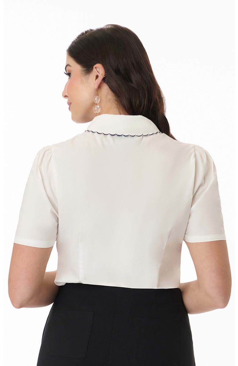Unique Vintage Blouse With Embroidered Collar, Alternate, color, White