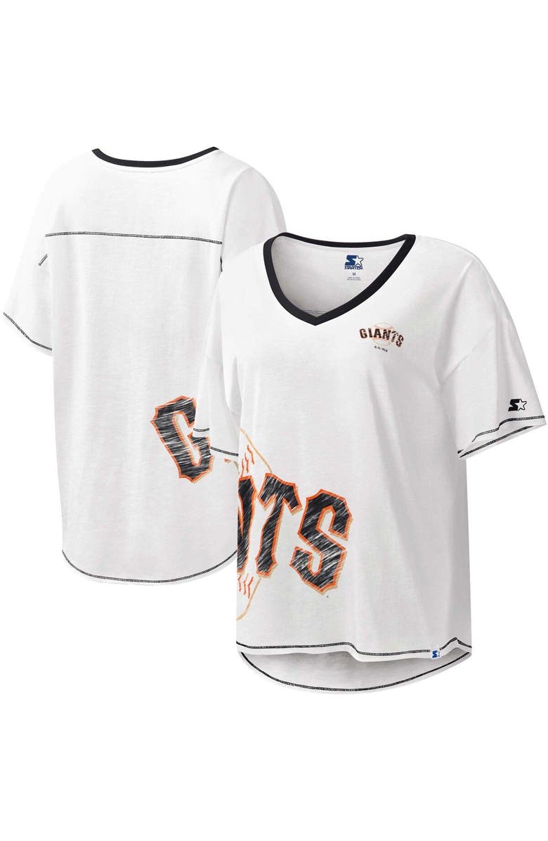 STARTER Women's Starter White San Francisco Giants Perfect Game V-Neck T-Shirt, Alternate, color, 