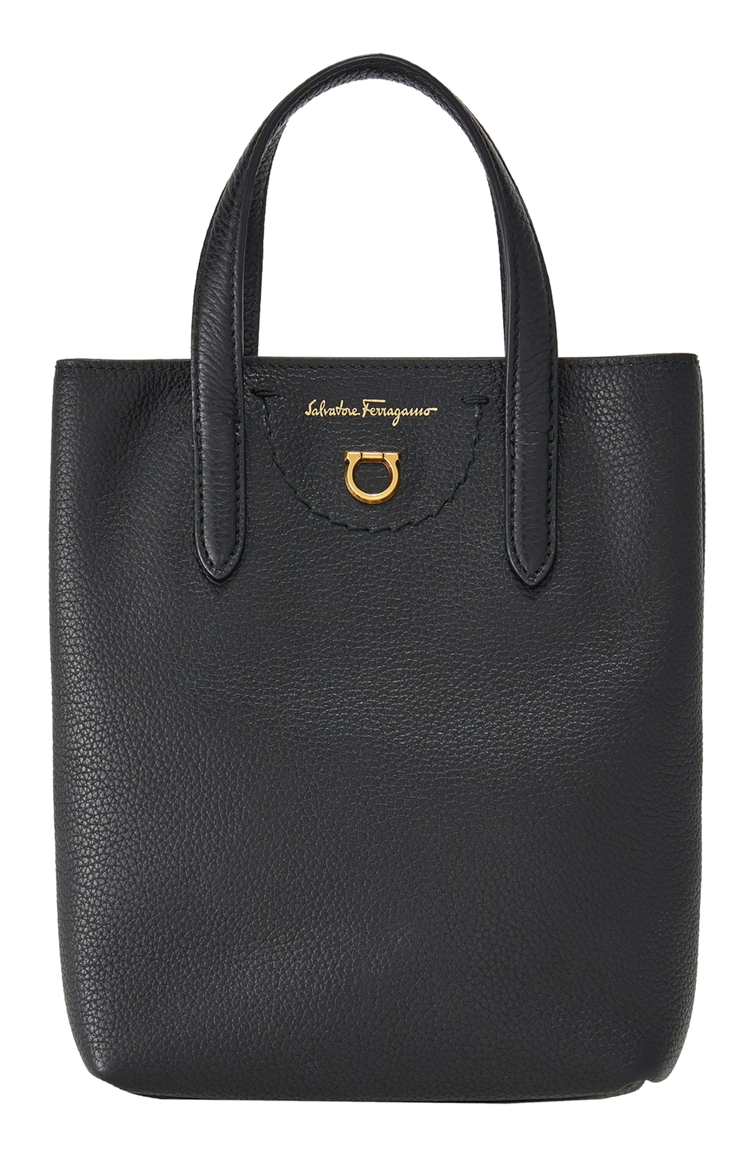 FERRAGAMO Leather Top Handle Bag, Main, color, 