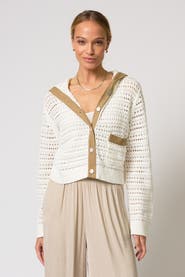 Central Park West Avery Mixed Media Hooded Cardi