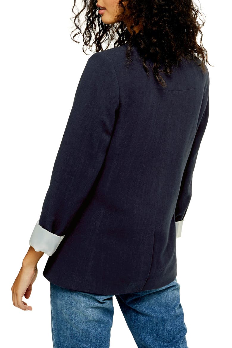 Coco Linen Blazer, Alternate, color, NAVY BLUE