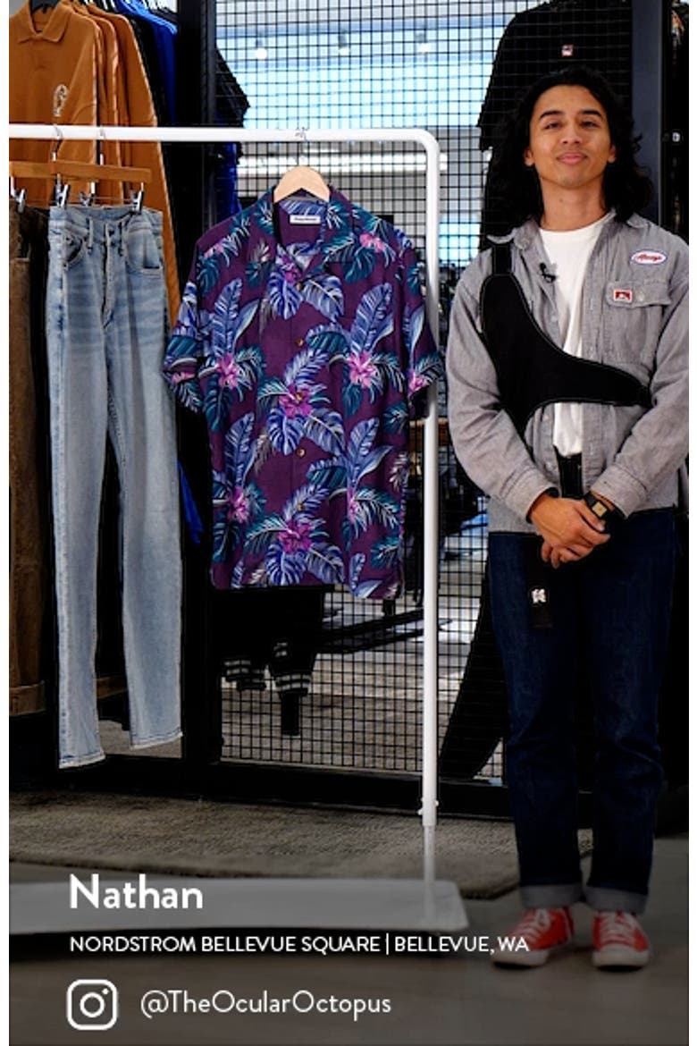 Frond Fusion Short Sleeve Silk Blend Button-Up Shirt video