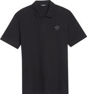 Versace Metallic Greca Collar Piqué Polo