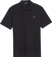 Versace Metallic Greca Collar Piqué Polo