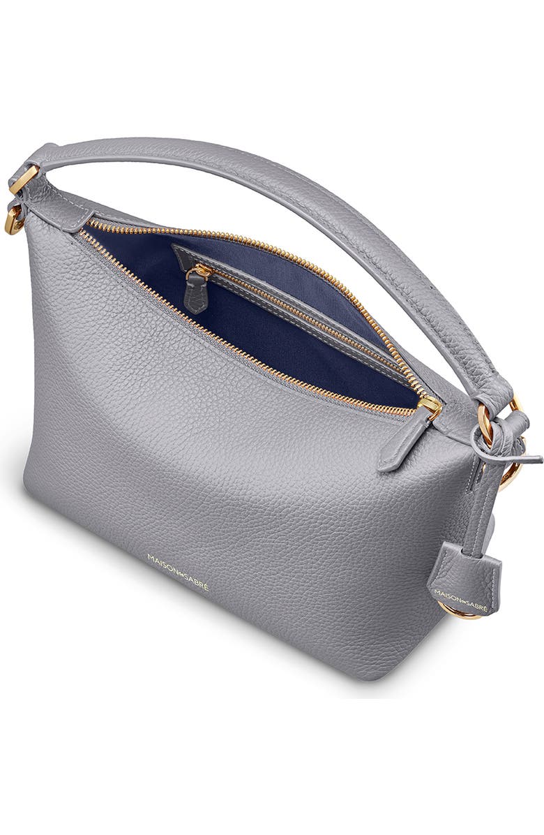 MAISON de SABRÉ Small Leather Soft Hobo, Alternate, color, Dove Grey