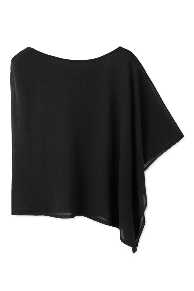 Asymmetrical Knitted Cape, Alternate, color, BLACK