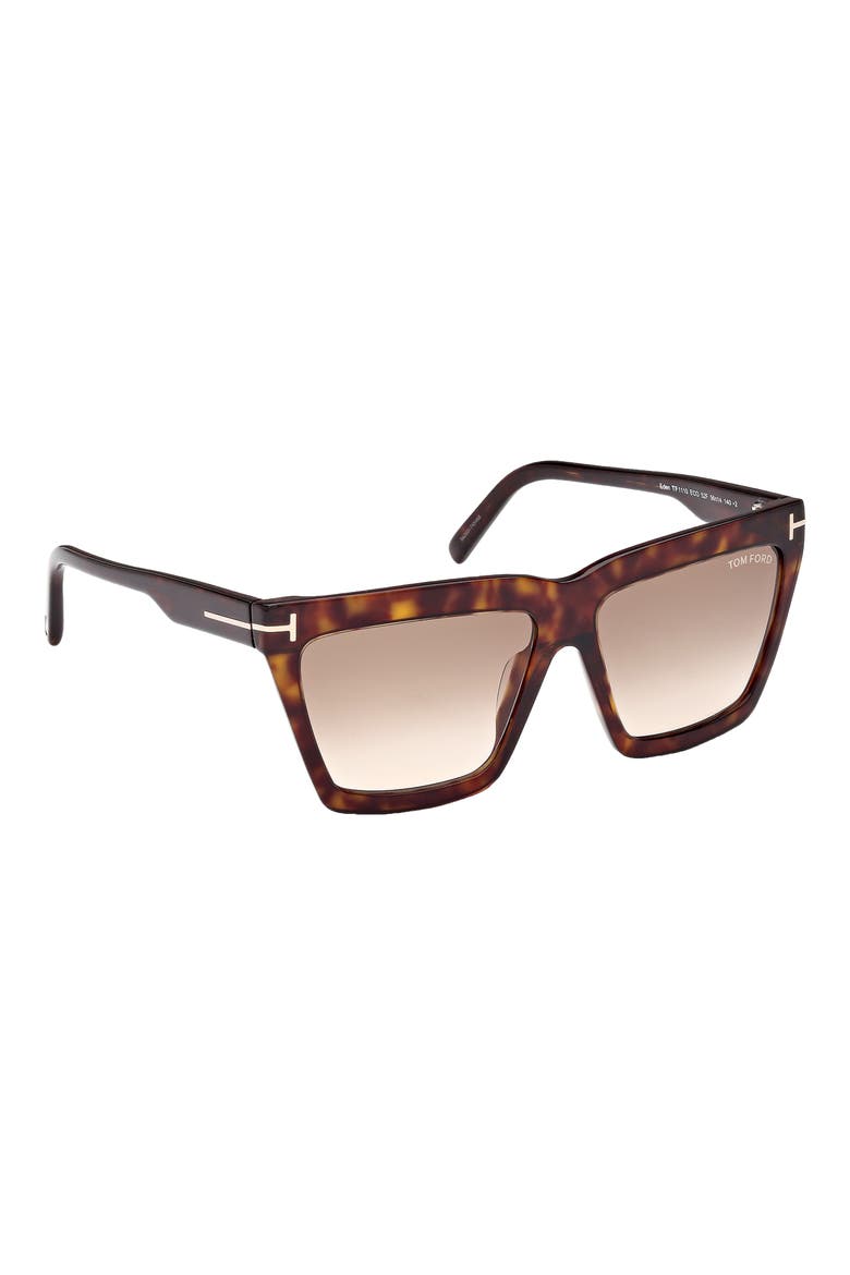 Eden 56mm Gradient Geometric Sunglasses, Alternate, color, DARK HAVANA / GRADIENT BROWN