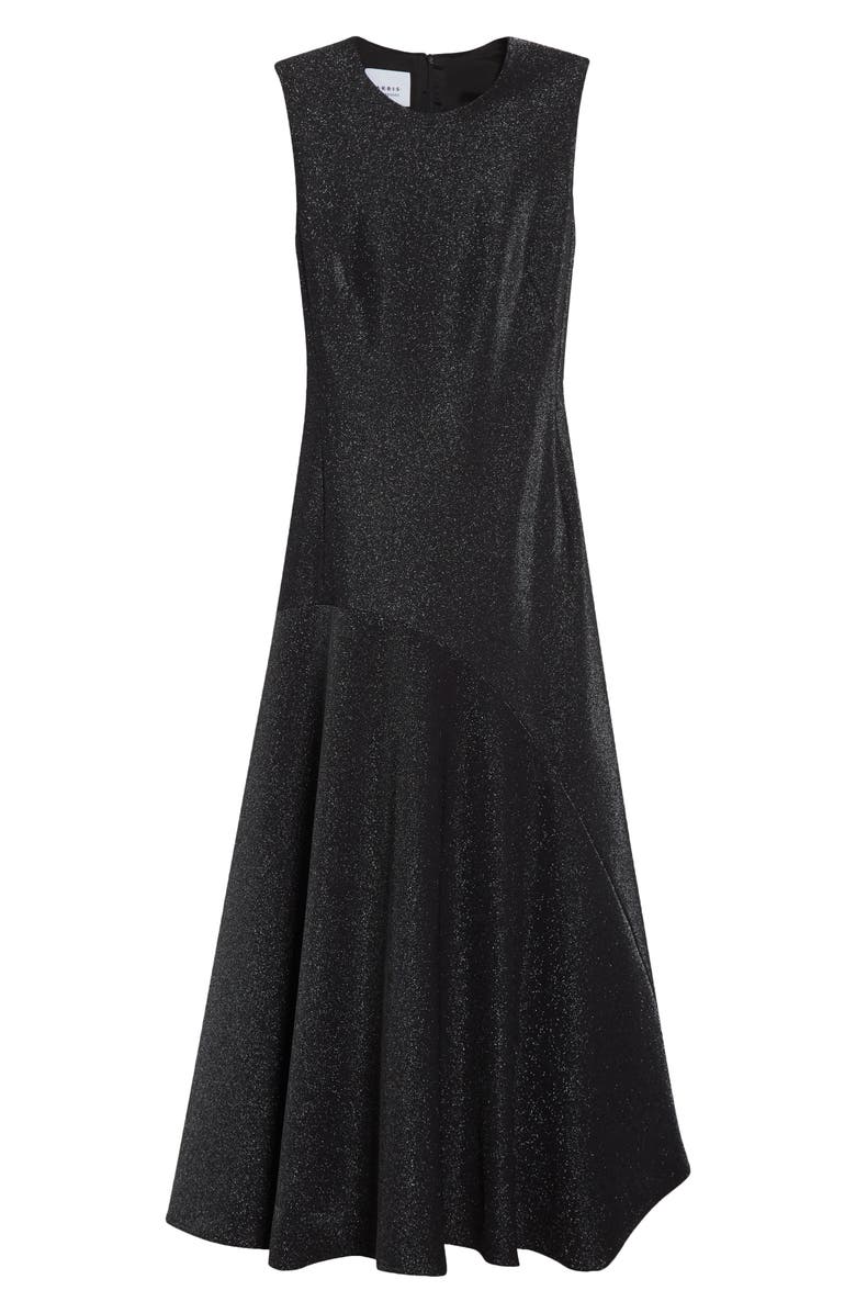 Akris punto Asymmetric Metallic Knit Dress, Alternate, color, Brushed Steel