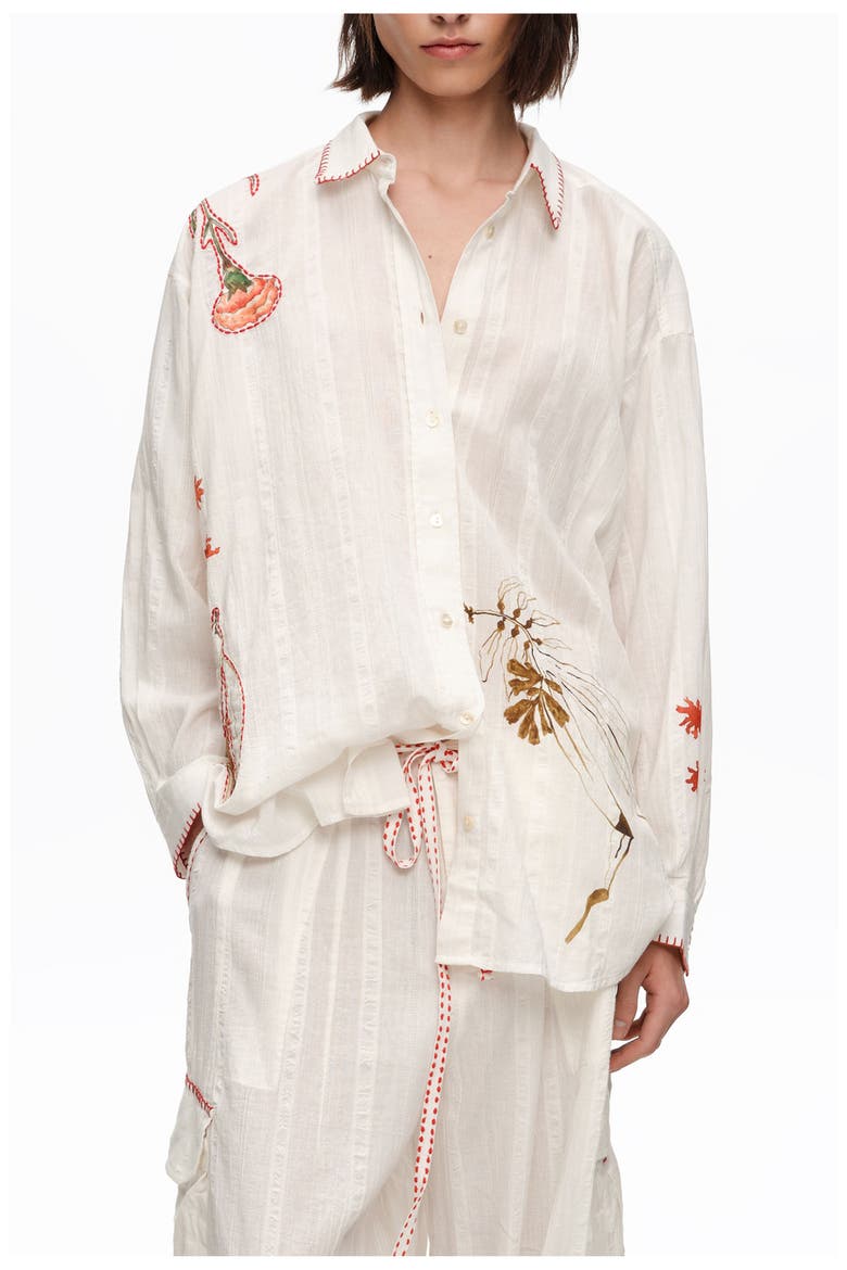 Patchwork Cotton Long Shirt, Main, color, IVORY