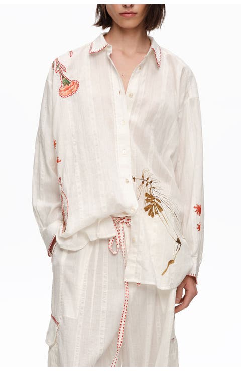 Patchwork Cotton Long Shirt