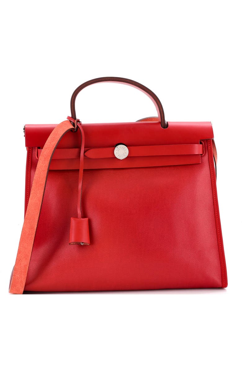 Pre-Owned Hermes Herbag Zip Berline Vache Canvas and Leather 31, Main, color, Rouge Piment