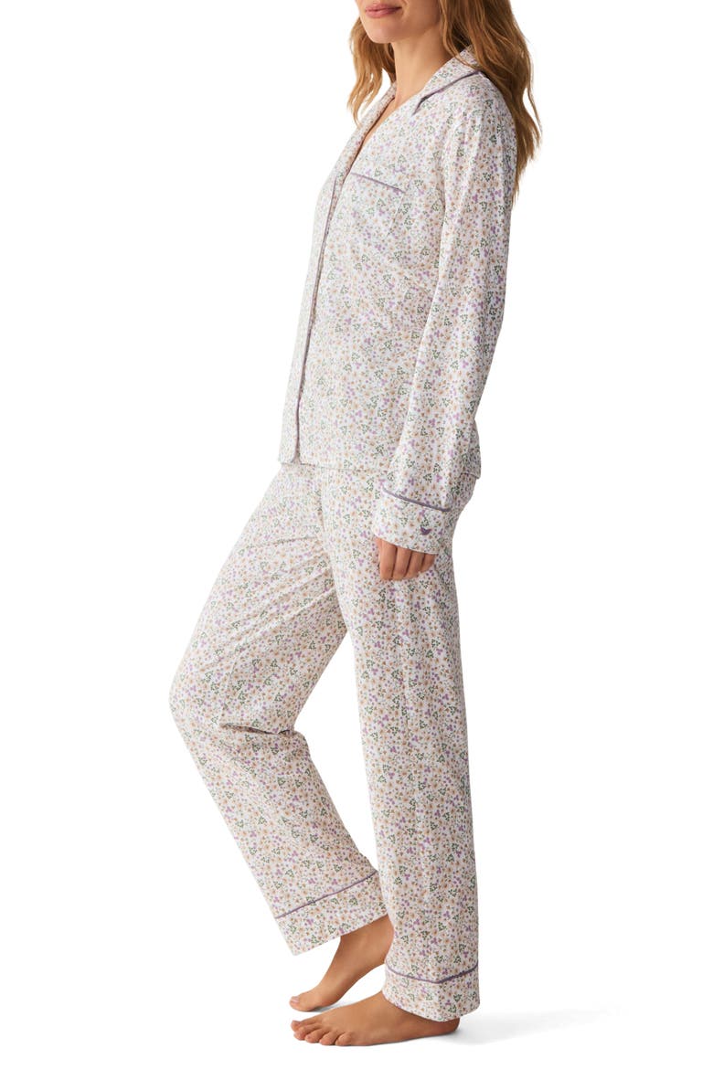 Pima Cotton Pajamas, Alternate, color, WHITE/ PURPLE/ LIGHT TAN