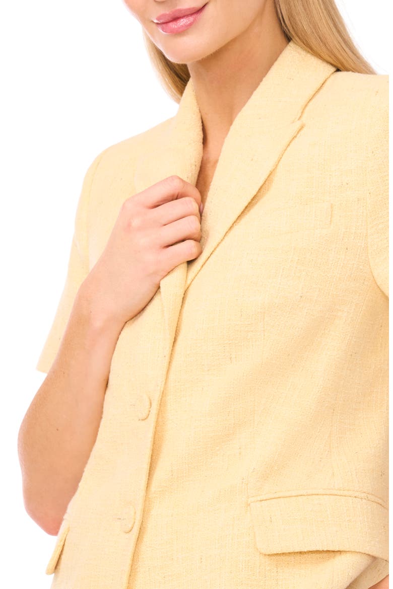 Eugenia Short Sleeve Cotton Blend Tweed Jacket, Alternate, color, CREAMED CORN