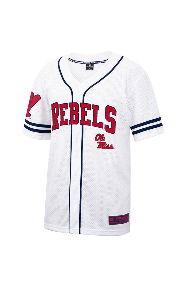 COLOSSEUM Men's Colosseum White Ole Miss Rebels Free Spirited Mesh Button-Up Baseball Jersey, Alternate, color, 
