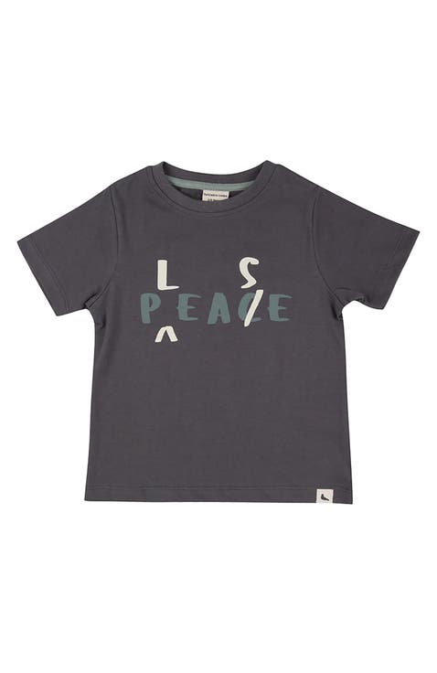 Organic Cotton Peace Please Slogan Print T-Shirt (Baby)
