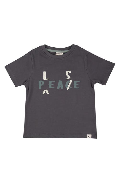 Turtledove London Kids Organic Cotton Peace Please Slogan Print T-shirt In Gray