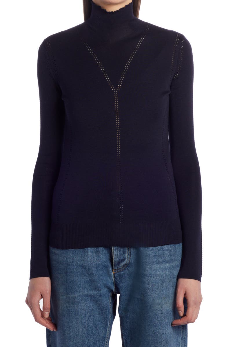 Bottega Veneta Pointelle Silk Turtleneck Sweater, Main, color,