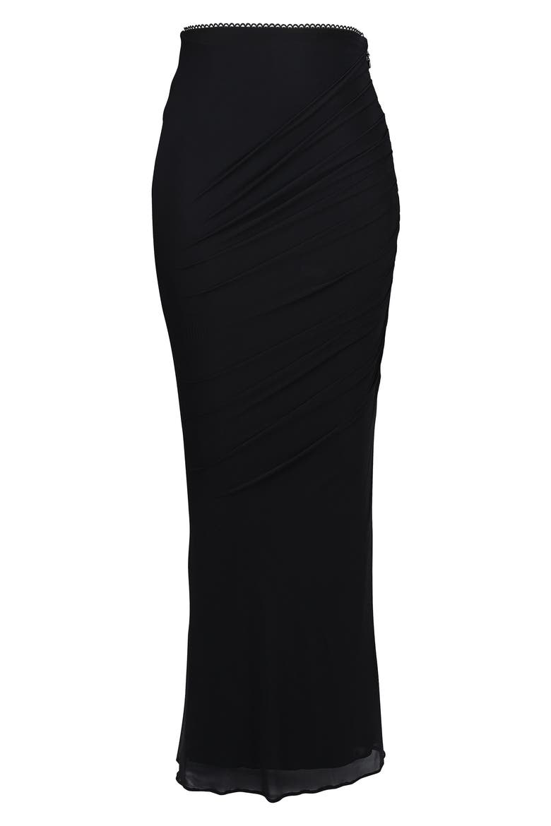 Cassidy Mesh & Tulle Maxi Skirt, Alternate, color, BLACK