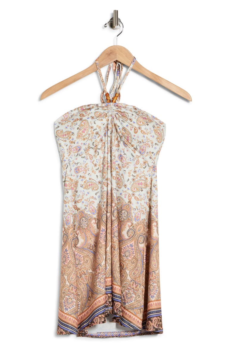 Halter Ruched Babydoll Minidress, Alternate, color, TAUPE COMBO