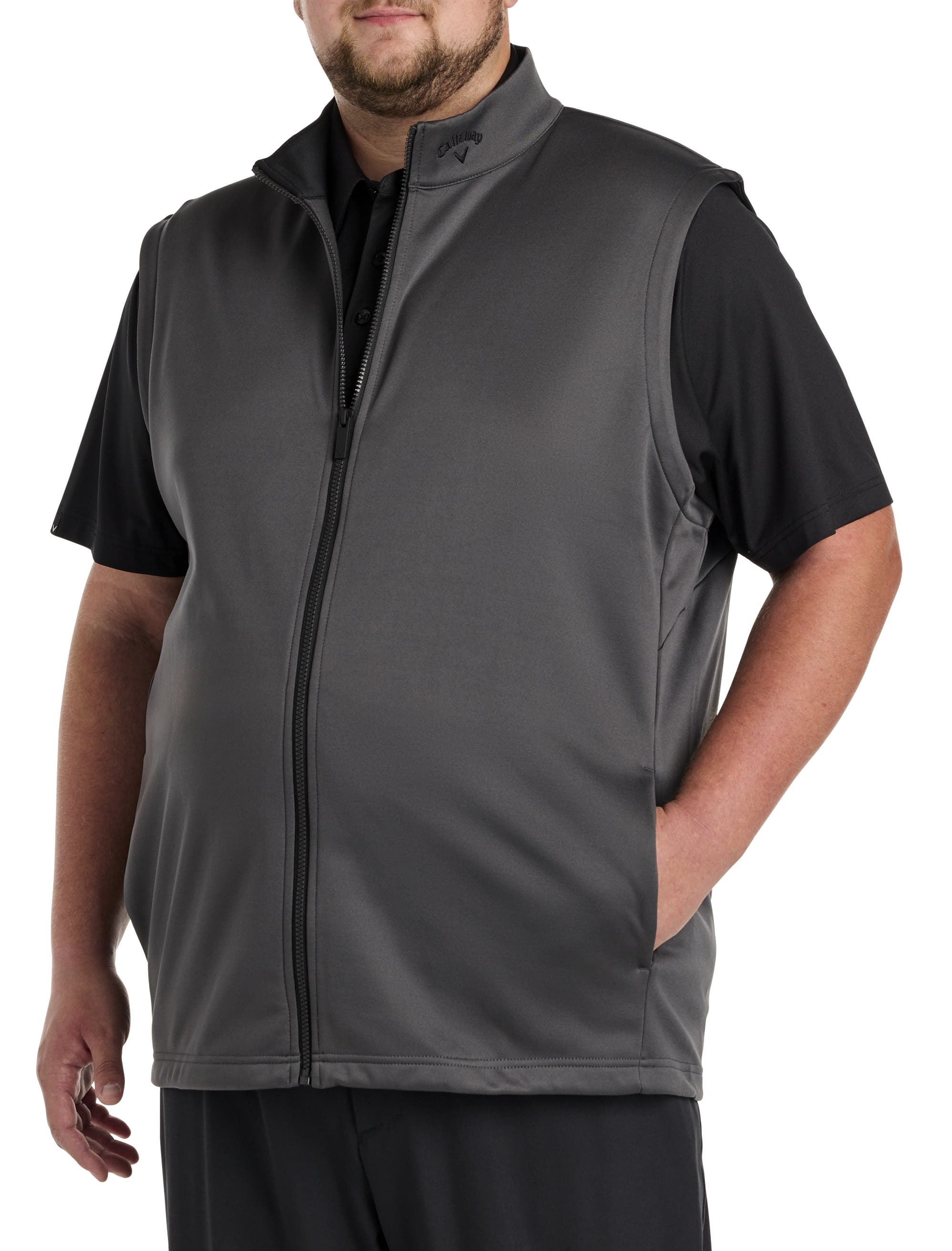 Callaway Big & Tall Zip-Front Fleece Vest in Asphalt 