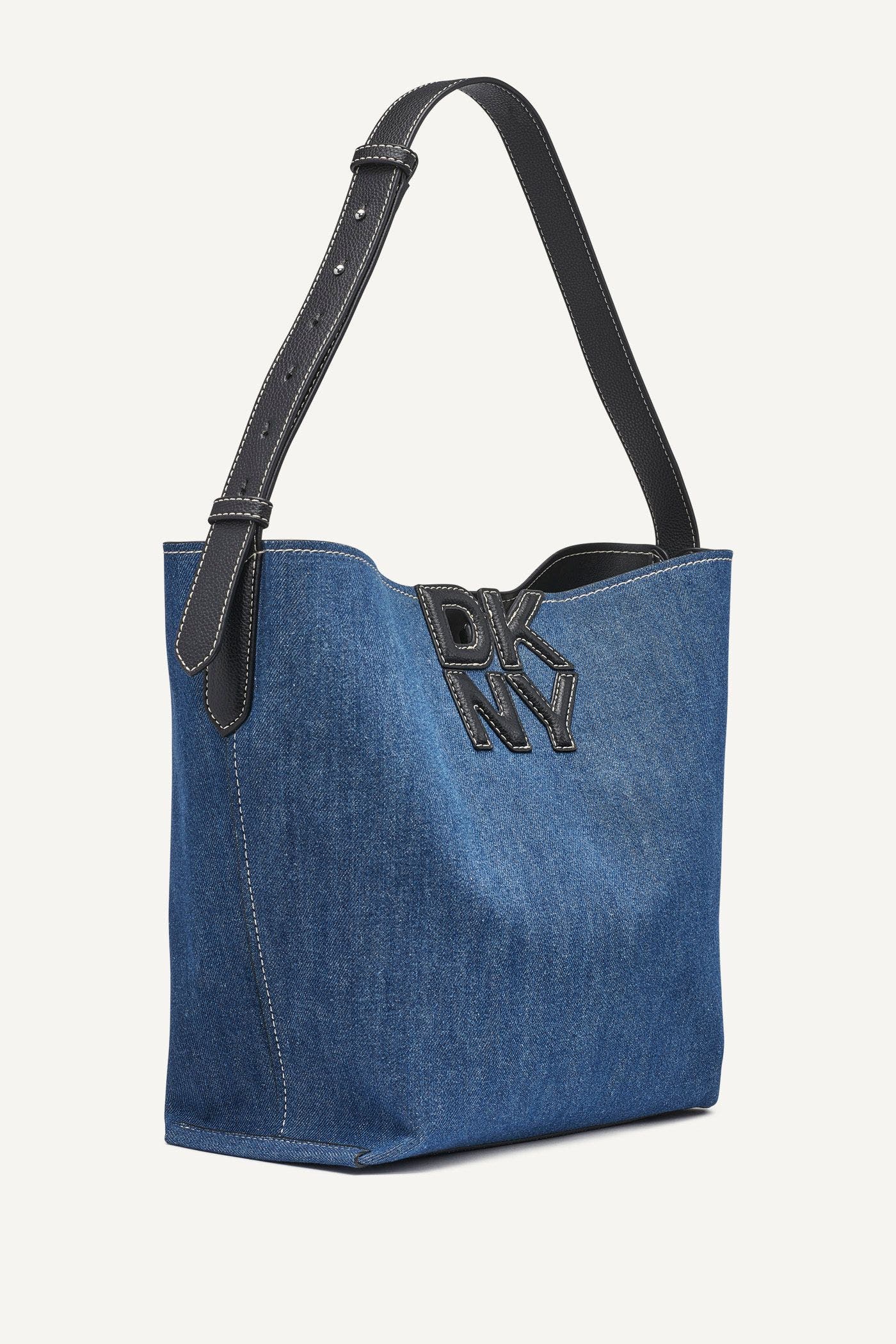 DKNY Nicole Bucket Bag, Alternate, color, Denim/Black