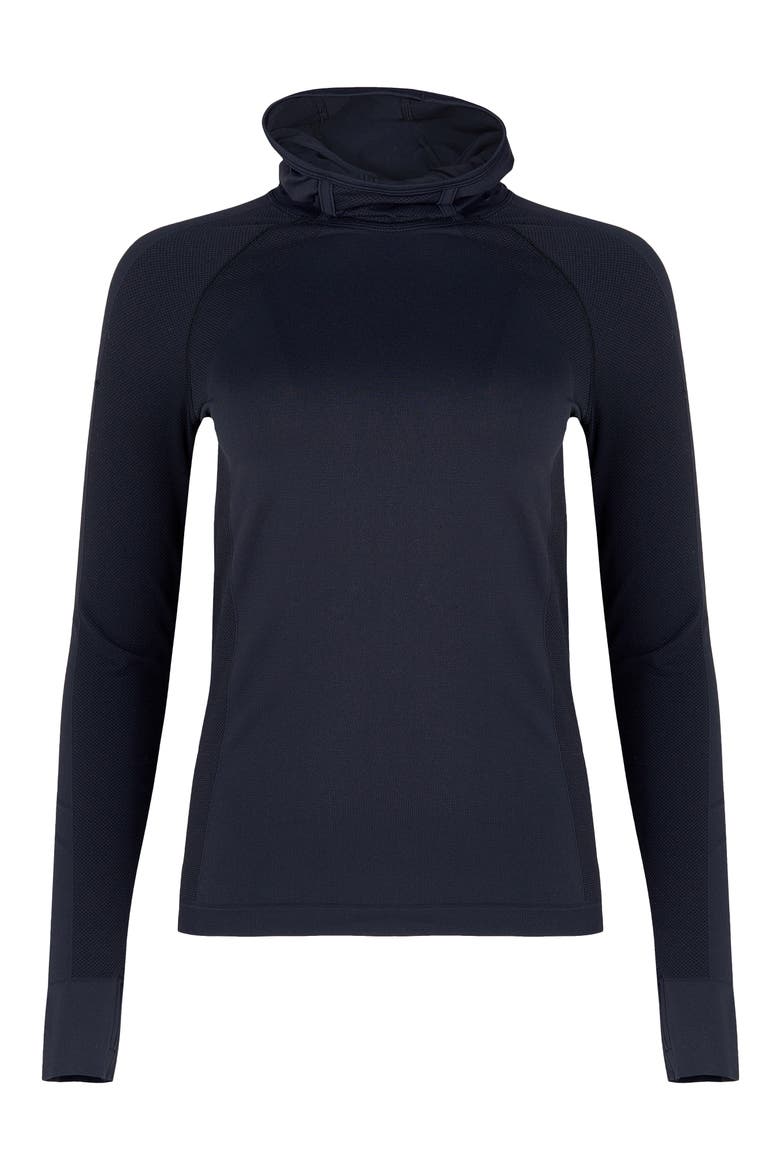 Athlete Hooded Long Sleeve Top, Alternate, color, BLACK