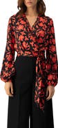 IVONNE Floral Wrap Blouse with Tie Waist