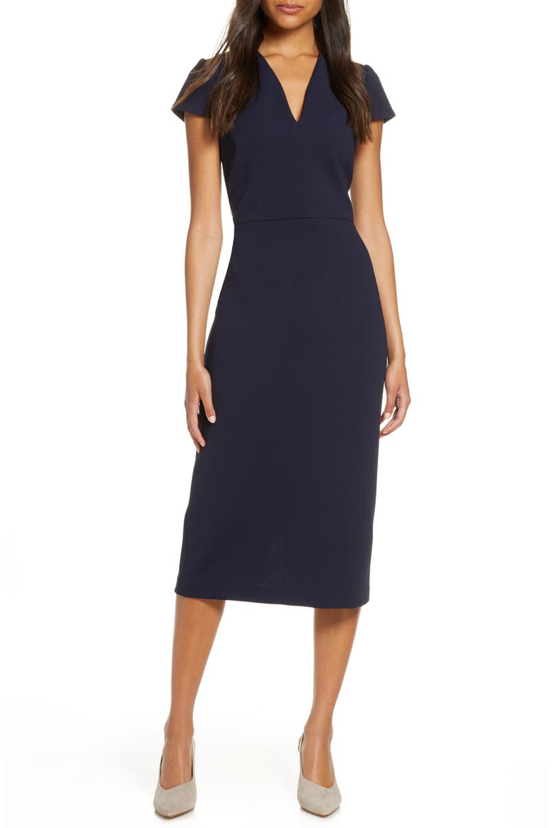 Midi Sheath Dress, Main, color, NAVY