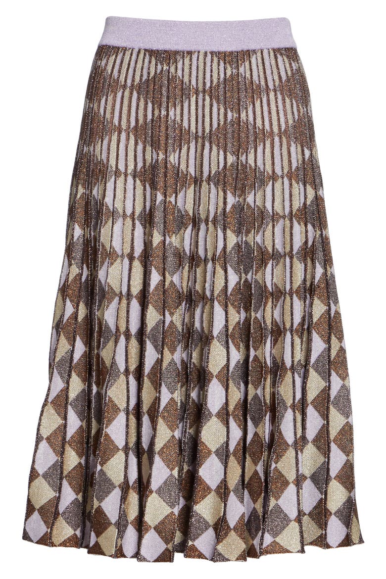 Cyrilla Pleat A-Line Skirt, Alternate, color, PURPLE COBBER LUREX