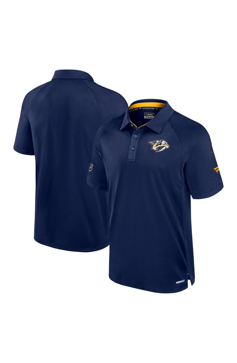 FANATICS Men's Fanatics Navy Nashville Predators Authentic Pro Rink Raglan Polo, Main, color, Navy