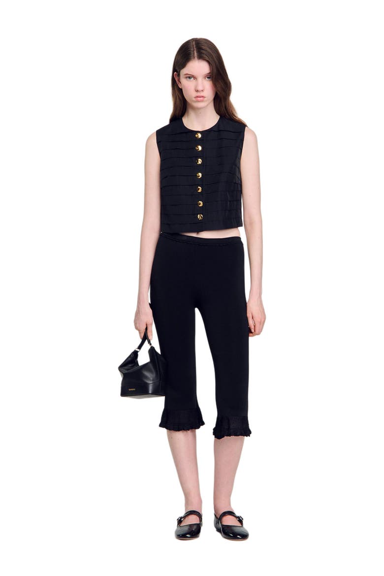 Pleated crop top, Alternate, color, Black