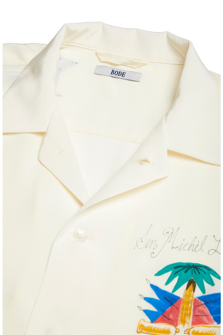 x Marcus Paul Haiti Hand Painted Short Sleeve Silk Button-Up Shirt (Nordstrom Exclusive), Alternate, color, ECRU