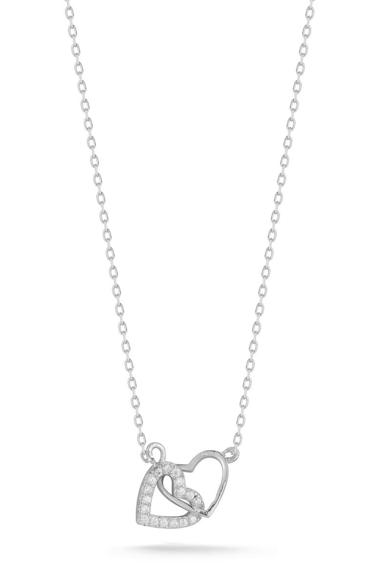 Link Heart Pendant Necklace, Main, color, SILVER