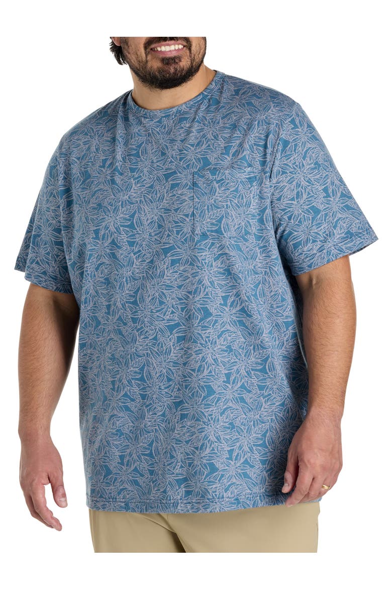 Big & Tall Floral Print Moisture-Wicking Pocket T-Shirt, Main, color, BLUE ASHES