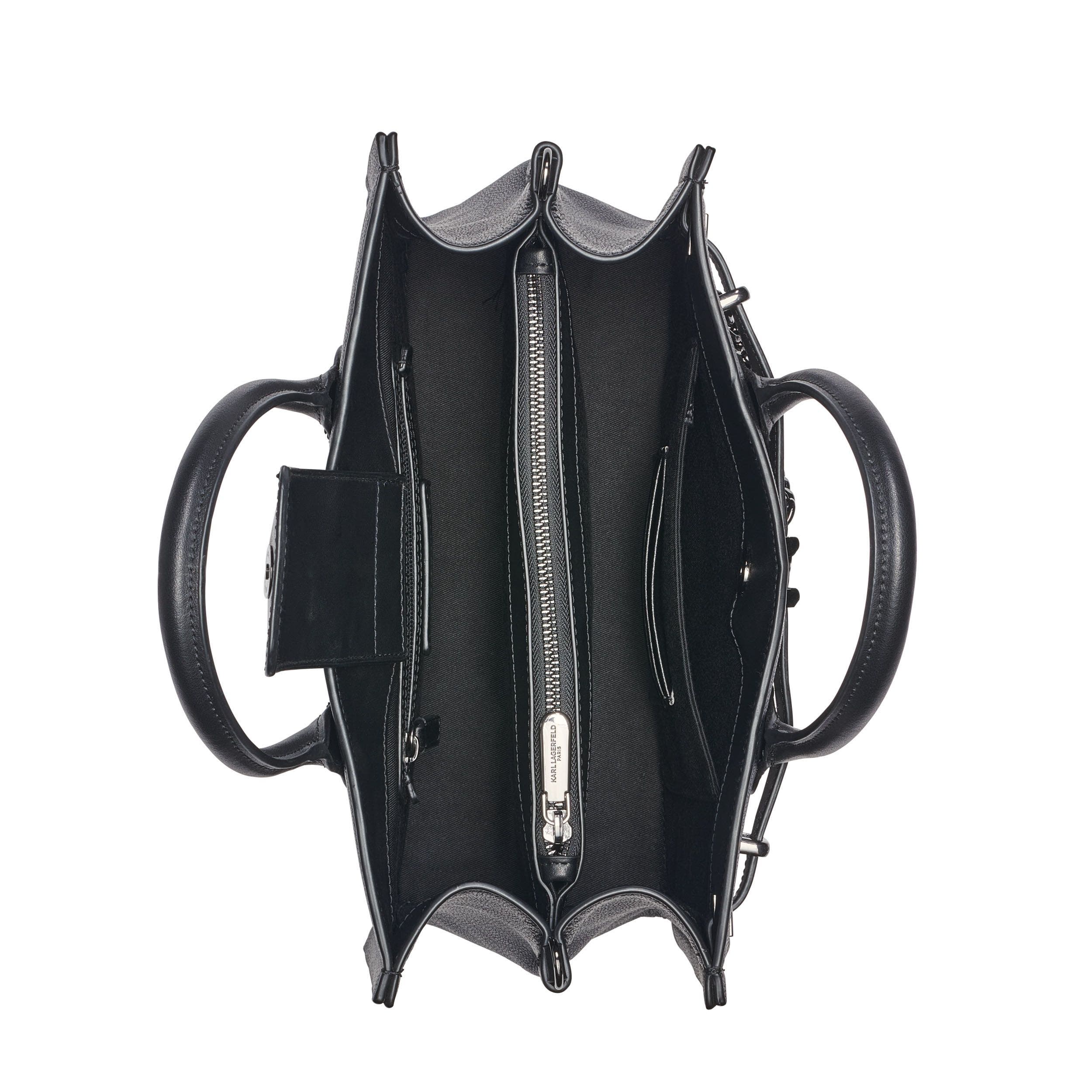 KARL LAGERFELD PARIS Cerise Satchel, Alternate, color, Black/Gunmetal