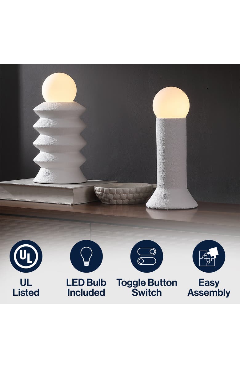 JONATHAN Y Soren 13" Ceramic/Glass Geometric Integrated LED Table Lamp, Alternate, color, White