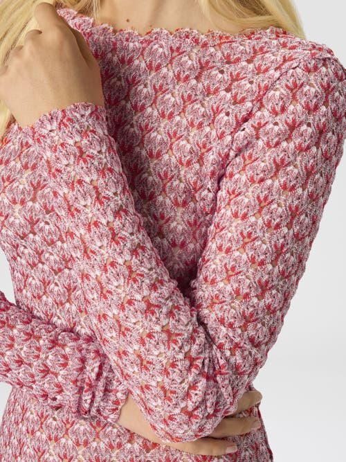 Missoni Short Lace Long Sleeve Cover-up In Pink