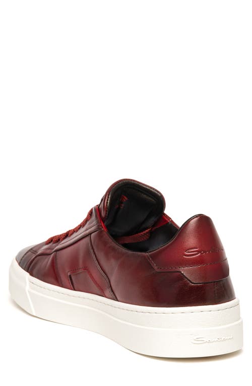 Santoni Burnished Colorblock Sneaker In Dark Red