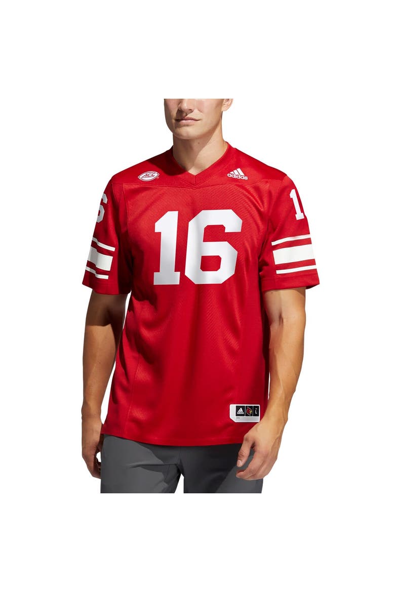 Men's adidas #16 Red Louisville Cardinals Premier Strategy Football Jersey, Alternate, color, Red