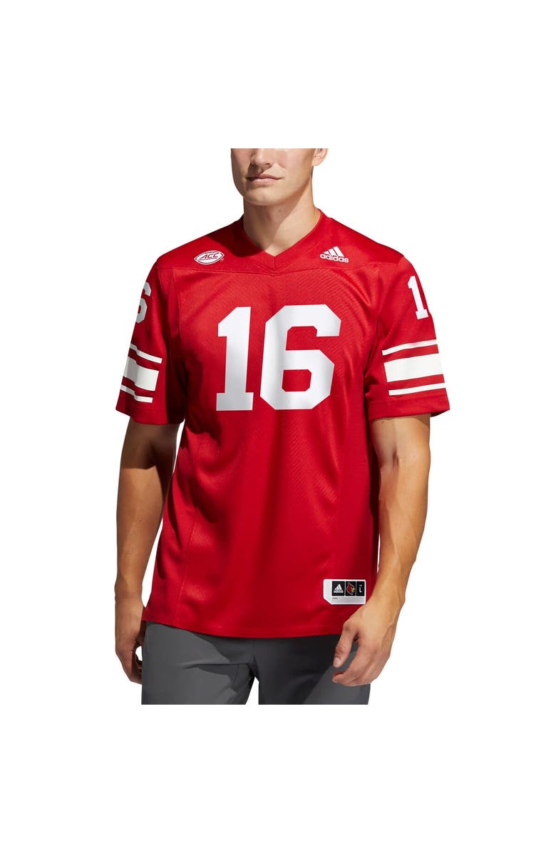 adidas Men's adidas #16 Red Louisville Cardinals Premier Strategy Football Jersey, Alternate, color,