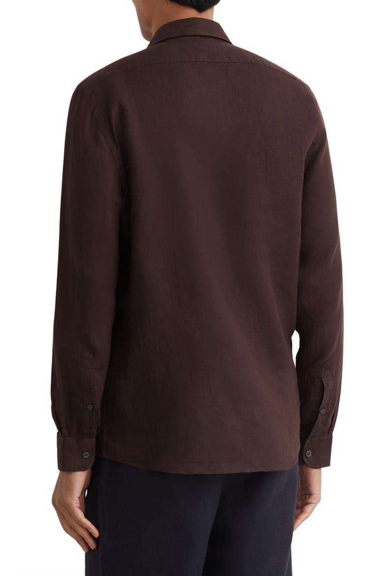 Ruban Solid Linen Button-Up Shirt, Alternate, color, CHOCOLATE BROWN