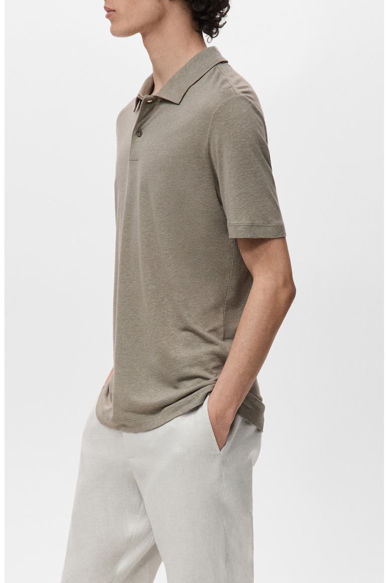 Slim Fit Linen Blend Jersey Polo, Alternate, color, CHOCOLATE