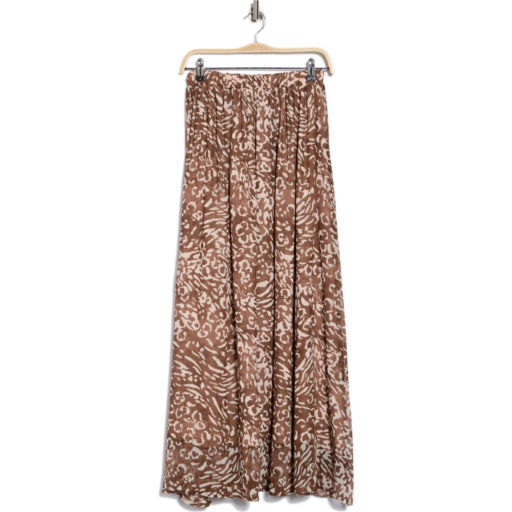 Renee C Animal Print Maxi Skirt In Chocolate