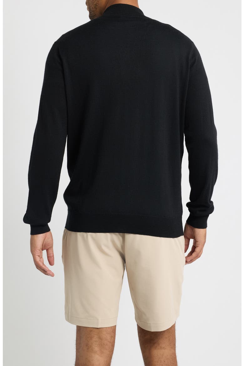 Autumn Crest Suede Trim Quarter Zip Sweater, Alternate, color, BLACK