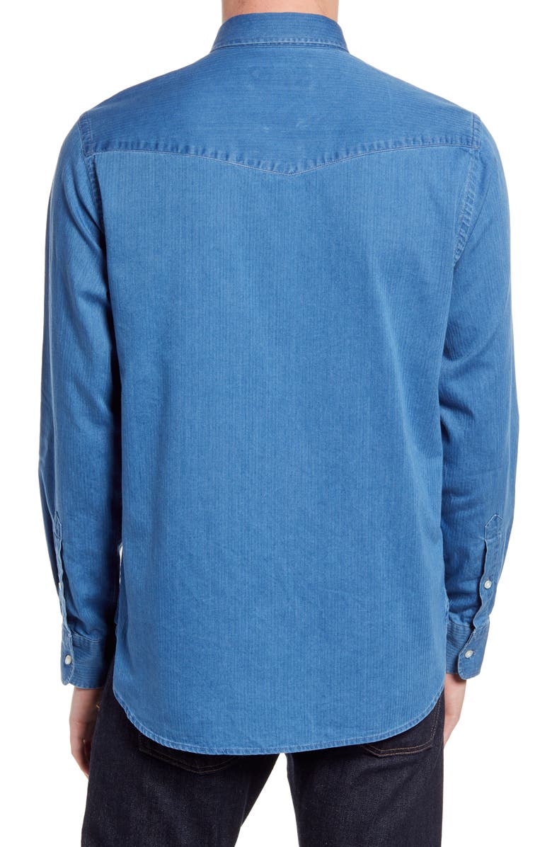 Officine Générale Antime Textured Denim Button-n Shirt, Alternate, color, 