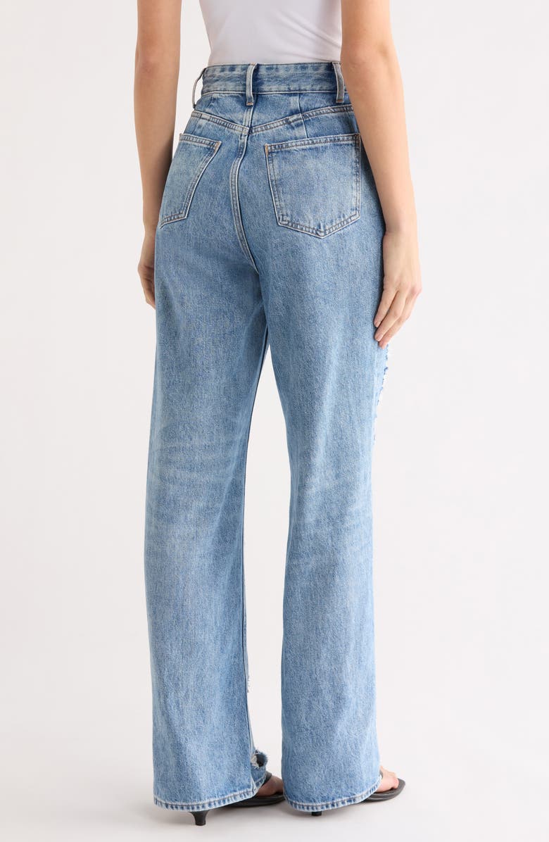 Good American The Khloé High Waist Ripped Denim Straight Leg Jeans, Alternate, color, Indigo1092