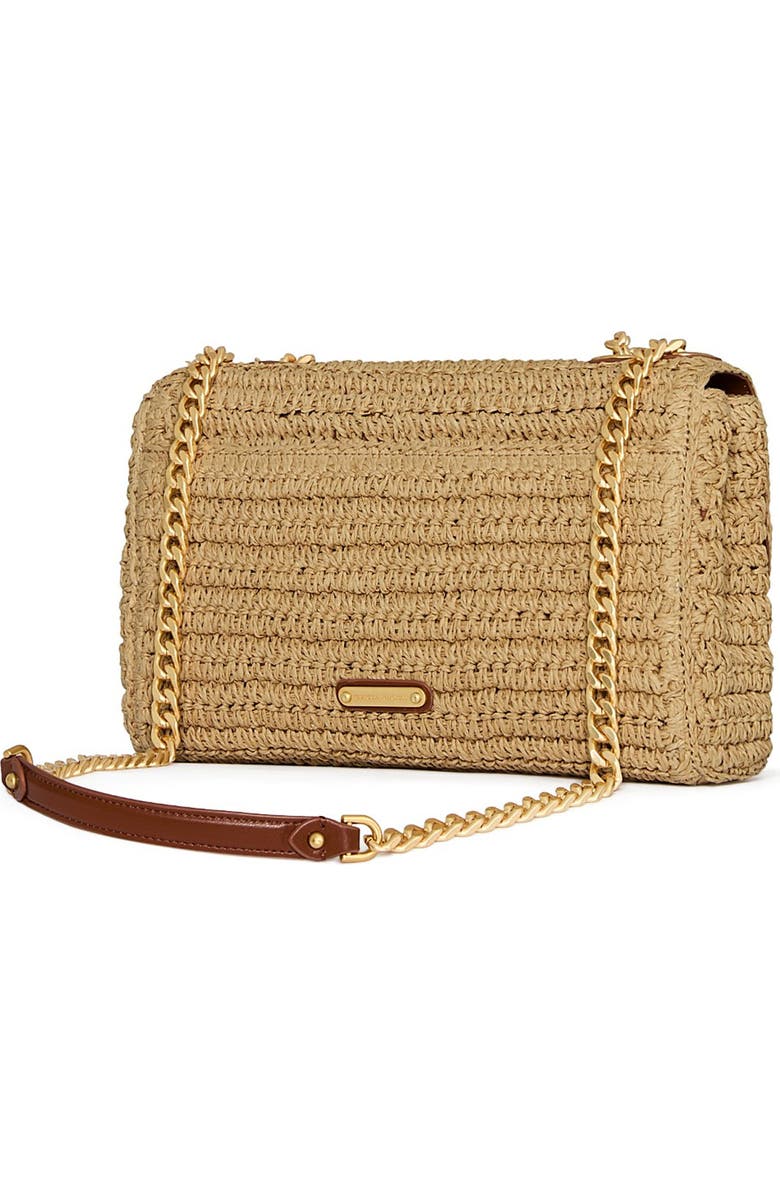 Rebecca Minkoff Medium Edie Straw Crossbody Bag, Alternate, color, Natural/ Tawny