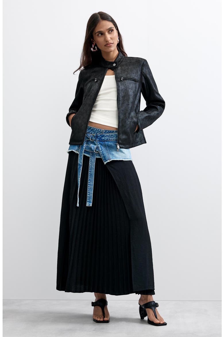 Faux Leather Jacket, Alternate, color, BLACK